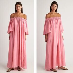 Pearl & Caviar Off Shoulder Cotton Maxi XS Pink NWT